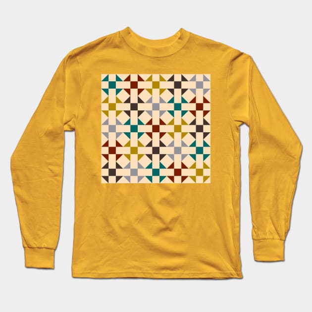 Geometric Pattern: Quilt: Autumn Long Sleeve T-Shirt by Red Wolf